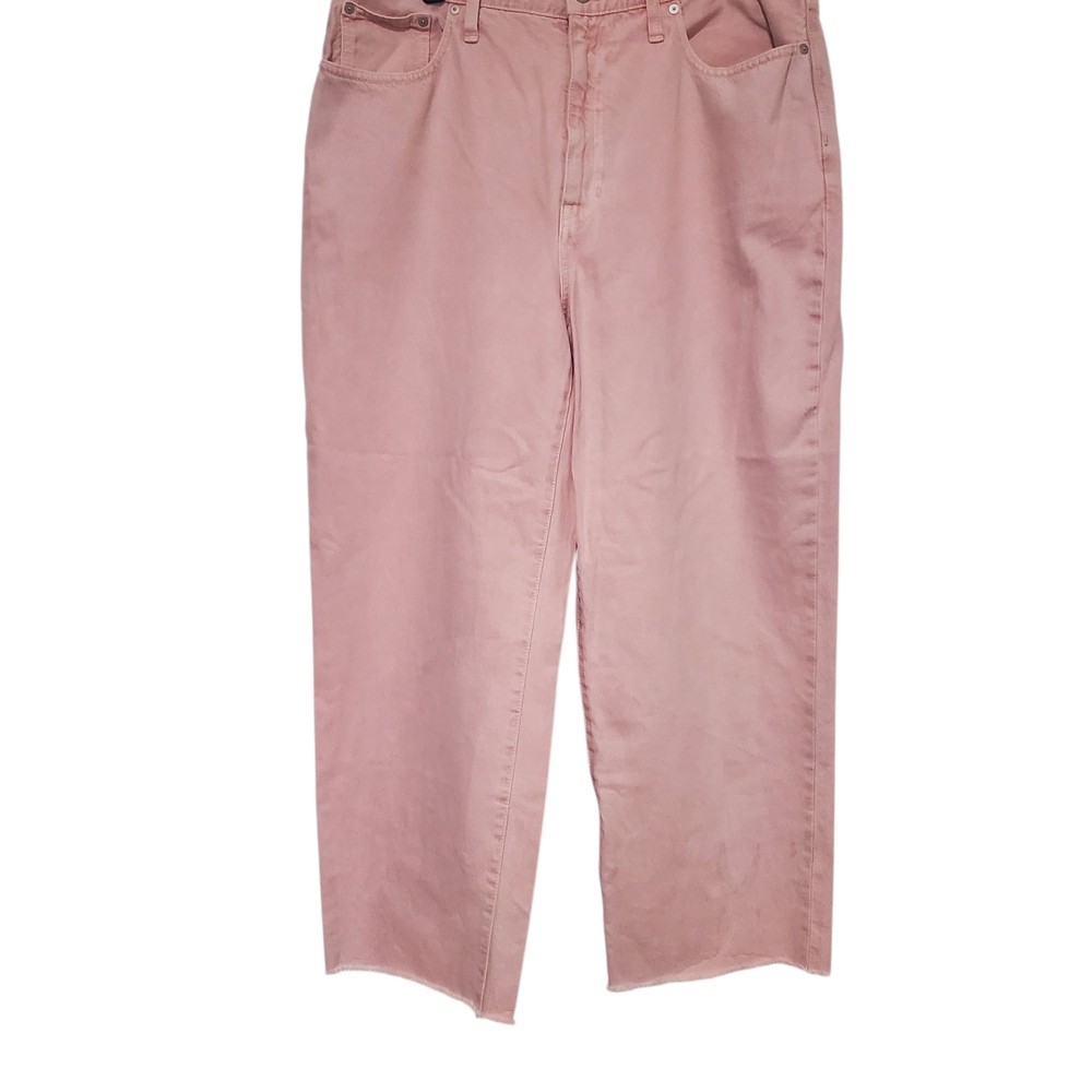 Madewell Pink Women's High Rise Cropped Wide Leg Jeans Unfinished Hem Size 32 - Picture 3 of 11